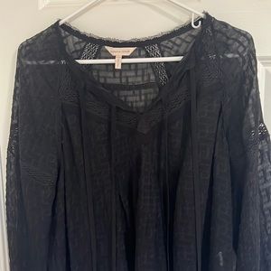 Black silk long sleeve blouse